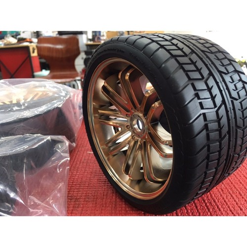 로드크루셔 Onroad Belted tire GOLD wheel 1/4 offset (146mm Diameter)- 반대분 /부풀지 않는 타이어