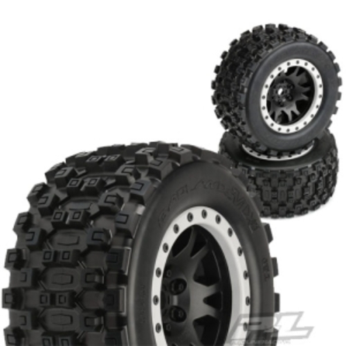 [입고완료] AP10131-13 Badlands MX43 Pro-Loc All Terrain Tires Mounted for X-MAXX Front or Rear, Mounted on Impulse Pro-Loc Black Wheels with Stone Gray Rings (반대분)