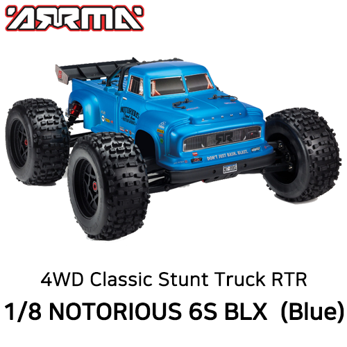 (블루 수량 1대 특가)  ARRMA 1:8 NOTORIOUS 6S (V4)  Blue RTR 100KM/H +  (미치광이 몬스터 트럭) ARA106044T1 ARA106044T2
