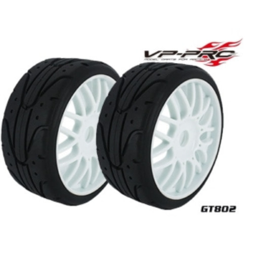 (1:8 투어링 타이어+휠 본딩) GT on road 1/8 Buggy Rubber Tyre【Tyre＋Insert+white Rim】Ultra Flexx 한봉지 2개포함    [GT802G-RW-UF]