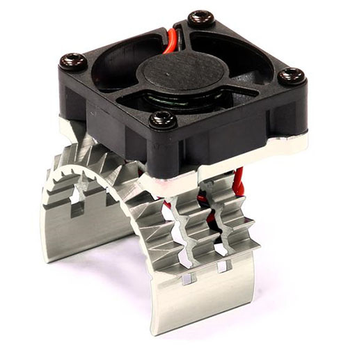 T2 Motor Heatsink w/ Cooling Fan for Traxxas 1/10 Stampede 4X4 &amp; Slash 4X4 (Silver)     [T8635SILVER]
