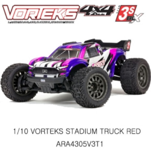 (3셀지원 브러시리스버전)ARRMA 1/10 VORTEKS 4X4 3S BLX Stadium Truck RTR, Purple ARA4305V3T2