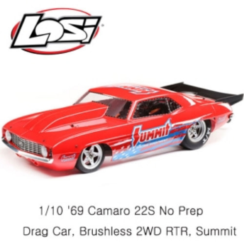 1/10 69 Camaro 22S No Prep Drag Car, Brushless 2WD RTR, Summit   (드래그카) LOS03035T1