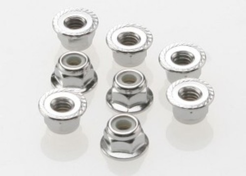AX3647 Nuts 4mm flanged nylon locking (steel serrated) (8)