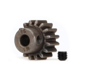 AX6489X Gear, 16-T pinion (1.0 metric pitch) (fits 5mm shaft)/ set screw (compatible with steel spur gears)  