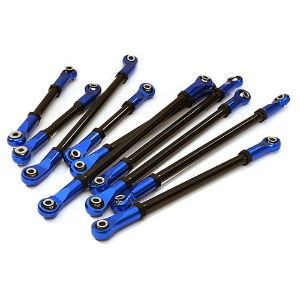 [#C28195BLUE] Alloy Machined Steering &amp; Suspension Linkage Set(10) for 1/10 TRX-4 (12.8-in WB)