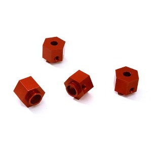 [#C28238RED] Alloy Machined 12mm Hex Wheel (4) Hub 9mm Thick for Traxxas TRX-4 Scale Crawler (Red)