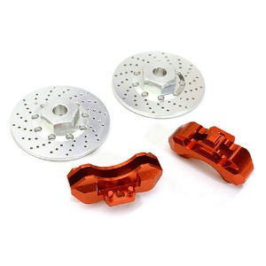 [ #C28426RED] Realistic Alloy Front Brake Disc (2) for Traxxas 1/10 4-Tec 2.0