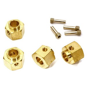 [#C28090] 12mm Hex Wheel (4) Hub Brass 8mm Thick for Traxxas TRX-4 Scale &amp; Trail Crawler