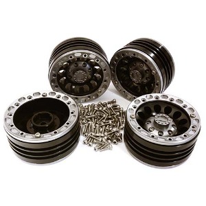 [#C28093SILVERBLACK] [4개 한대분] Billet Machined 1.9 Alloy Wheels for Traxxas TRX-4 Scale &amp; Trail Crawler (SilverBlack)
