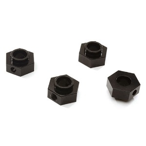 [#C28237BLACK] Alloy Machined 12mm Hex Wheel (4) Hub 5mm Thick for Traxxas TRX-4 Scale Crawler