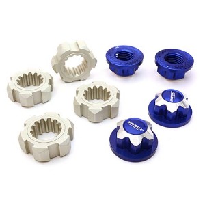 [#C27149BLUE] Billet Machined 24mm Wheel Adapters &amp; 17mm Wheel Nuts for Traxxas X-Maxx 4X4 (Blue)