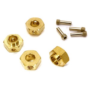 [#C28091] 12mm Hex Wheel (4) Hub Brass 10mm Thick for Traxxas TRX-4 Scale &amp; Trail Crawler