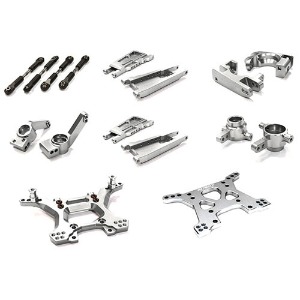 [#C26516SILVER] Billet Machined Stage 1 Suspension Kit for Traxxas 1/10 Slash 4X4 LCG