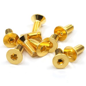 [SHF-310GD] (24K 골드 코팅 나사) 12.9 Grade Stainless Steel 24K Gold Coated Screw 3x10mm Hex Socket Flat Head Screw 10pcs