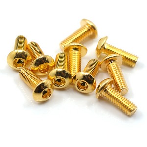 [SHP-308GD] (24K 골드 코팅 나사) 12.9 Grade Stainless Steel 24K Gold Coated Screw 3x8mm Hex Socket Button Head Screw 10pcs