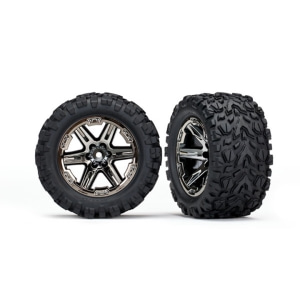 AX6773X Tires &amp; wheels, assembled, glued (2.8&quot;) (RXT black chrome wheels, Talon Extreme tires, foam inserts) (2) (TSM rated)