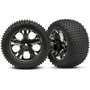 AX3770A Tires &amp; wheels assembled glued (2.8&#039;&#039;) (All-Star black chrome wheels Alias tires foam inserts) (rear) (2)