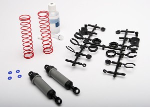 AX3762A Ultra shocks (grey) (xx-long) (complete w/ spring pre-load spacers &amp; springs) (rear) (2)