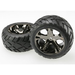 AX3773A	Tires &amp; wheels assembled glued (All Star black chrome wheels Anaconda tires foam inserts) (electric rear) (1 left 1 right)