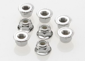 AX3647 Nuts 4mm flanged nylon locking (steel serrated) (8)