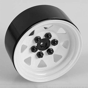 [#Z-W0128] [4개] 6 Lug Wagon 1.9&quot; Steel Stamped Beadlock Wheels (White)