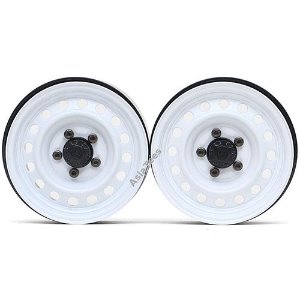 [#BRW780920FW] 1.9&quot; Narrow 16-Hole Classic Steelie Reversible Beadlock Wheels (Front) w/ XT504 Hub (2) White for All