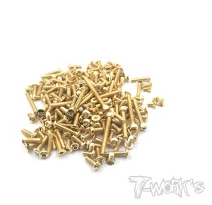 GSS-D819RS Gold Plated Steel Screw Set 162pcs. ( For HB Racing D8WS, D819RS )