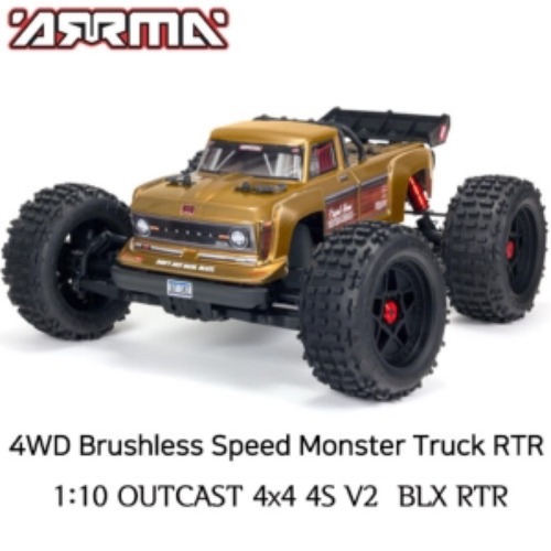 최신형 ARRMA 1:10 OUTCAST 4x4 4S V2 BLX RTR Stunt Truck Bronze   ARA4410V2T1