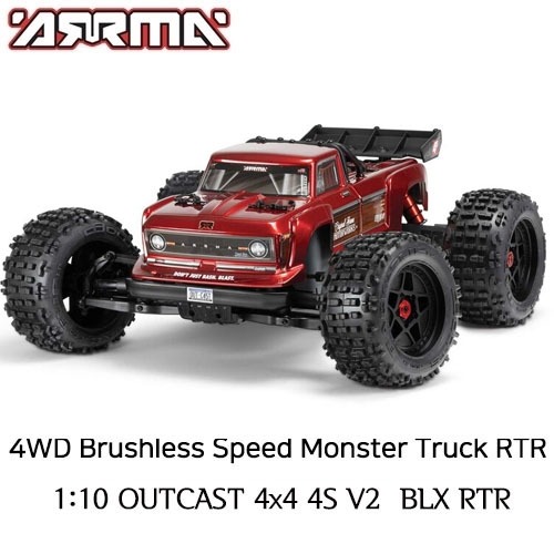 ARRMA 1:10 OUTCAST 4X4 4S V2 BLX Stunt Truck RTR, Red  ARA4410V2T4