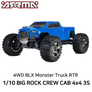 AR102711 ARRMA 1:10 BIG ROCK CREW CAB 4x4 3S BLX Brushless RTR, Blue