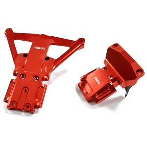 [#C25302RED] Machined Front &amp; Rear Bulkhead for Traxxas Rustler 4X4 &amp; Slash 4X4 LCG Chassis