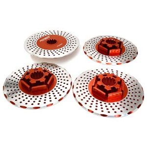 [#C27177RED] Realistic Alloy Brake Disc Set for Traxxas X-Maxx 4X4 (Red)
