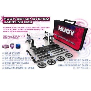 [108256] HUDY COMPLETE SET OF SET-UP TOOLS + CARRYING BAG - FOR 1/10 TOURING CARS