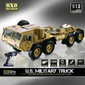 1/12 RC US Military Truck Model Metal 8*8 Chassis Car Motor hg-P802 밀리터리 사막색