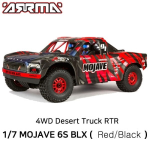 [최신버전]ARRMA 1:7 MOJAVE 6S V2 4WD BLX Desert Truck with Spektrum Firma RTR, Red/Black    ARA7604V2T2
