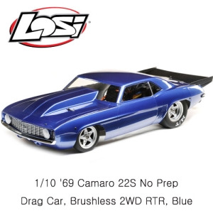 1/10 69 Camaro 22S No Prep Drag Car, Brushless 2WD RTR, Blue   (드래그 카) LOS03035T2