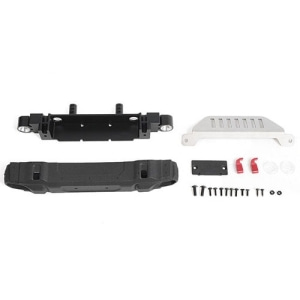 VVV-C1100 OEM Front Bumper w/ License Plate Holder + Steering Guard for Axial 1/10 SCX10 III Jeep JLU Wrangler