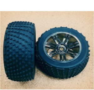 Mingyang[C10244PG] 1:8 Truggy Shredder Tire &amp; 7Spoke Black Chrome Wheell (2)반대분 (접착완료)