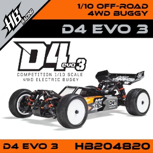 (입고완료)  1/10 4WD new Buggy the D4 evo3  최강 전동버기 HB204820  (별도구매 바디.윙 무료증정 이벤트)