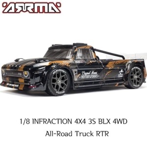 (3셀지원 브러시스버전)ARRMA 1/8 INFRACTION 4X4 3S BLX 4WD All-Road Truck RTR, Gold 조종기 포함   ARA4315V3T1