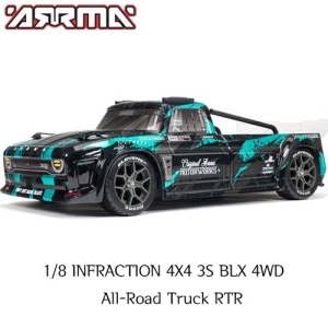 (3셀지원 브러시스버전)ARRMA 1/8 INFRACTION 4X4 3S BLX 4WD All-Road Truck RTR, Teal 조종기 포함  ARA4315V3T2